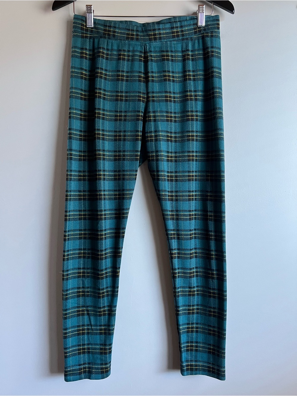 Joe Fresh Green Plaid Skinny Ankle Cropped Pull On Stretch Pants Size Medium